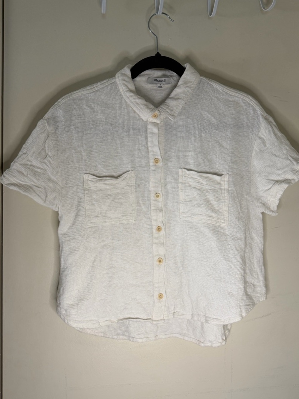 Madewell White Linen Blend Button-Up Shirt – Size M